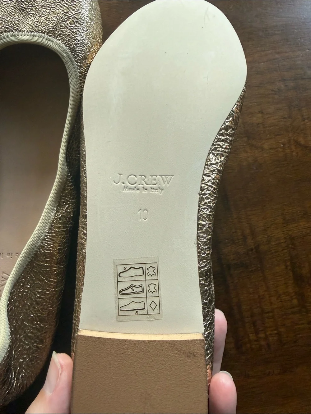 Never worn like new J. Crew Women's Crinkled Metallic Gold Ballet Flats